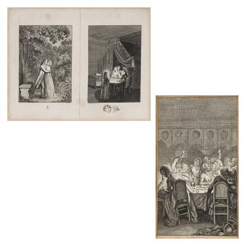 Daniel Chodowiecki (1726-1801), Zwei Blätter zu Carl Lang`s Almanach für 1796; Zwei Blätter zu Ch. F. Bretzner's "Leben eines Lüderlichen. Dritter Theil"