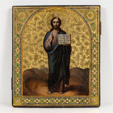 Ikone, Christus Pantokrator, Russland, 19. Jahrhundert