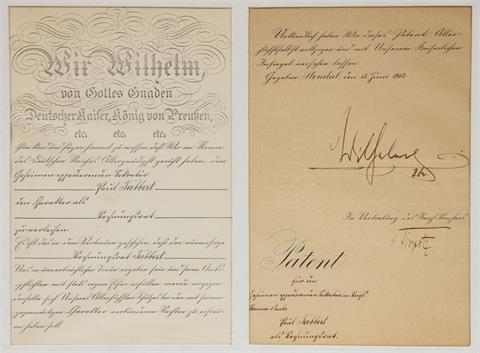 Wilhelm II. Patent-Urkunde 1912