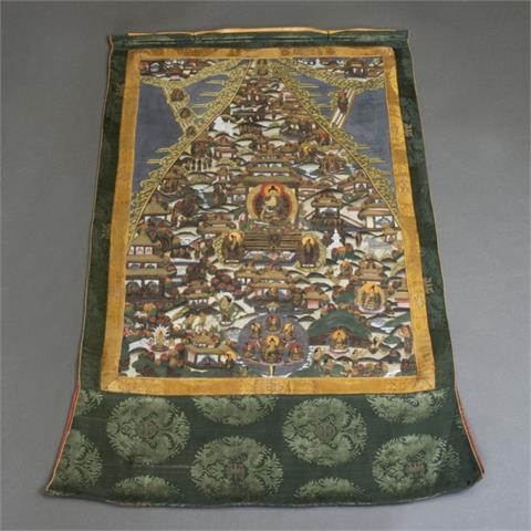 Thangka Tibet, 20. Jahrhundert, Leben Buddhas
