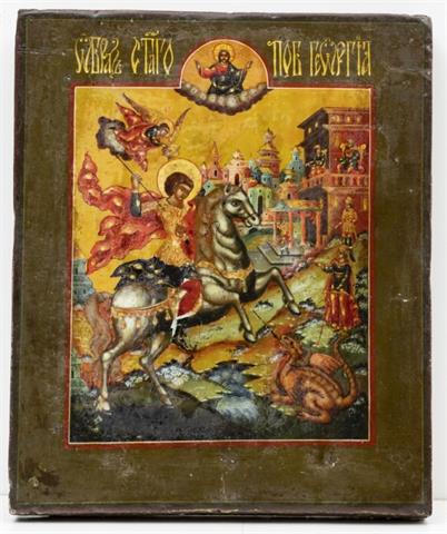 Ikone, Russland, 19. Jahrhundert, Heiliger Georg