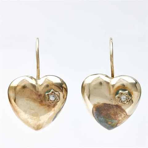Antike Herz-Ohrringe mit Diamanten