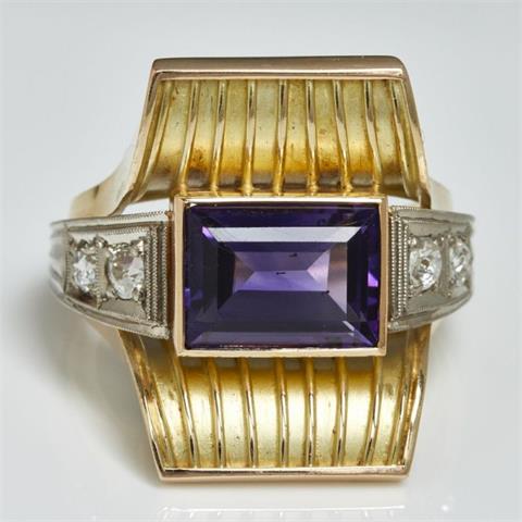 Designer Amethyst-Ring mit Diamanten