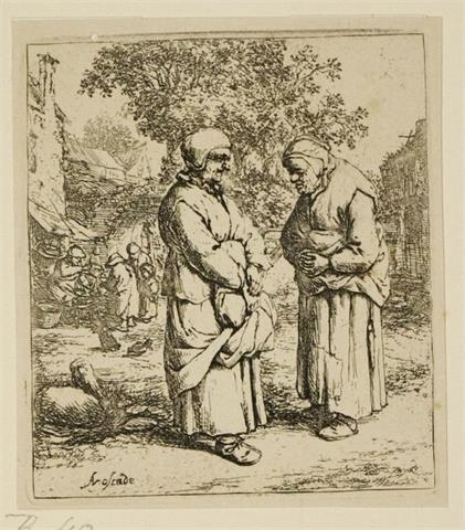 Adriaen van Ostade (1610-1685), Radierung, Die Gevatterinnen