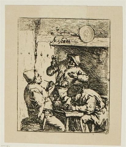 Adriaen van Ostade (1610-1685), Radierung, Raucher und Trinker