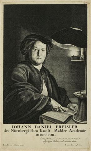 Johann Georg Pintz (1697-1761), Kupferstich, Bildnis des Malers Johann Daniel Preissler