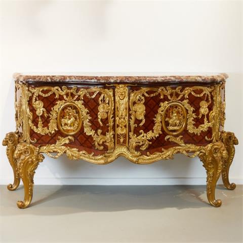 Seltene Prunkkommode, sog. Cabinet á Pans im Louis XV Stil Frankreich, um 1880