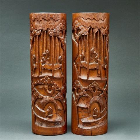 Paar große Pinselhalter, China, Qing-Dynastie, um 1900