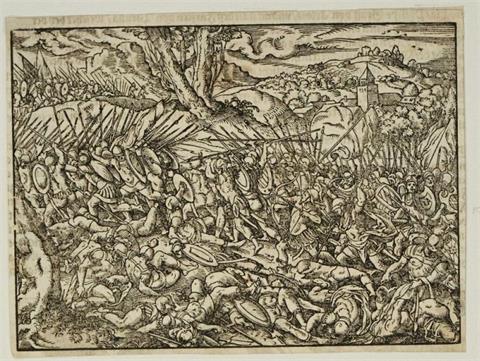 Jost Amman (1539-1591), Holzschnitt, Schlachtenszene
