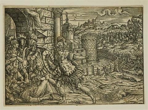 Wohl Jost Amman (1539-1591), Holzschnitt, Szene eines Kampfes