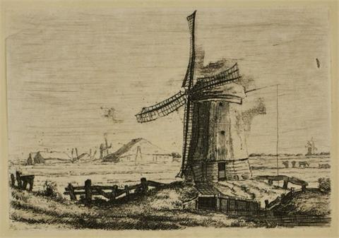Künstler um 1800, Holland, Radierung, Windmühle