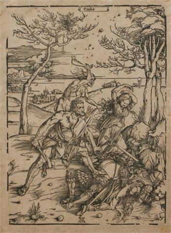 Albrecht Dürer (1471-1528), Herkules tötet die Molioniden (Holzschnitt, um 1700)