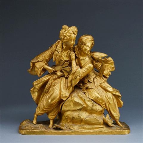 Figurale Szene mit zwei Damen, Frankreich, um 1800