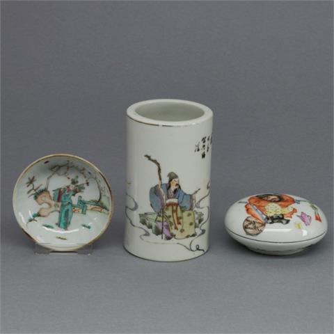 3 Teile Porzellan, China, Qing Dynastie, um 1900