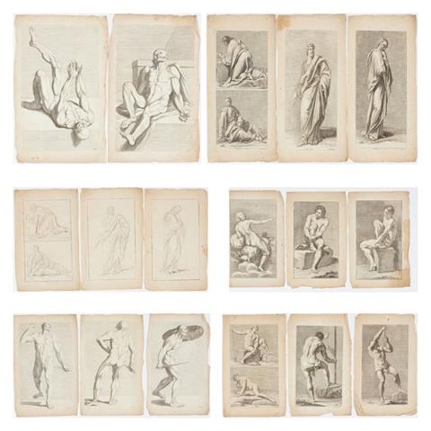 Georg Martin Preissler (1700-1754), teils attr., 17 Blatt Kupferstiche, Figurenstudien