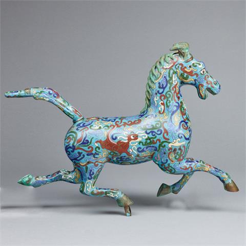 Pferd Cloisoné, China. 20. Jahrhundert.
