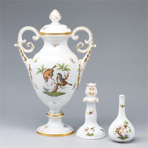Deckelvase, Leuchter, Vase - Rothschild (RO). Herend 1960-1970er Jahre.