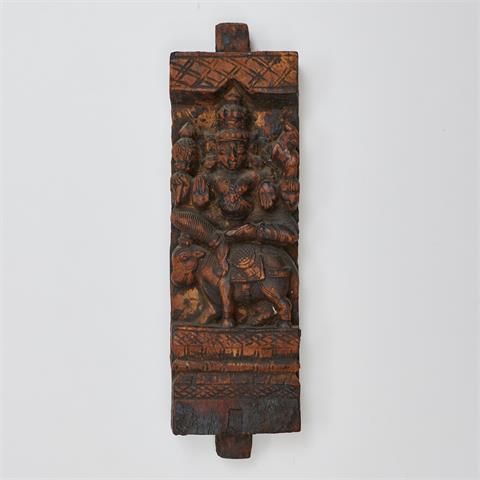Reliefschnitzerei - Gott Schiva auf einem Bullen