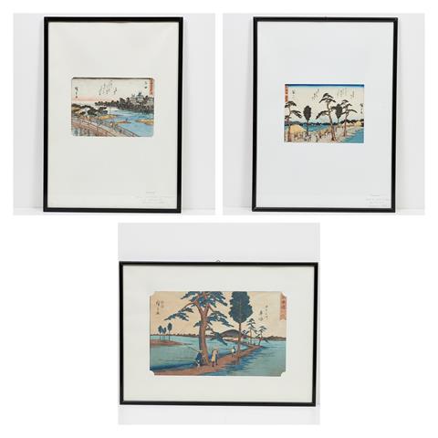 Utagawa Hiroshige (1797-1858), 3 Farbholzschnitte