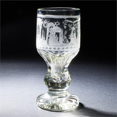 Logenglas / Freimaurerglas. Um 1900.