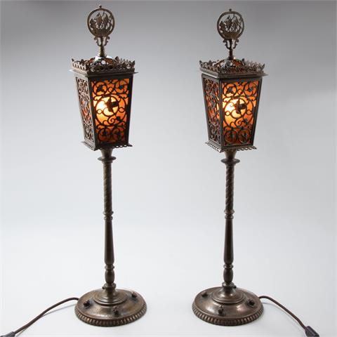 Seltenes Paar Jugendstil Tischlampen