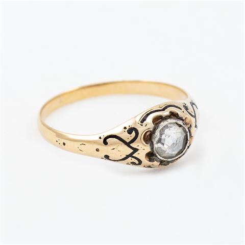 Alter Diamant-Ring mit Emaille