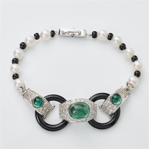Bezauberndes Turmalin-Armband mit Onyx und Perlen