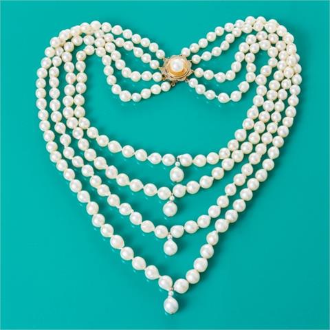 Vierreihige Perlenkette mit Roségoldschließe