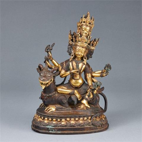 Seltene Bronzefigur Palden Lhamo