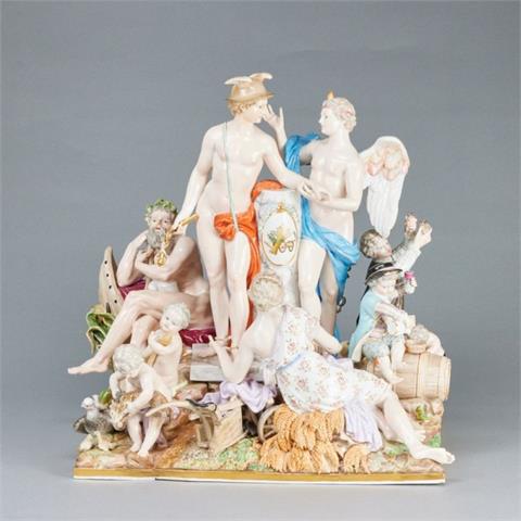 Außergewöhnliche Figurengruppe als Allegorie - Der Handel. Meissen um 1850.