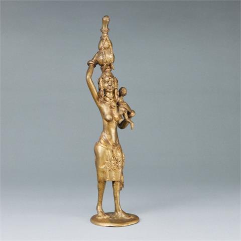 Afrikanische Bronze - Mutter m. Kind