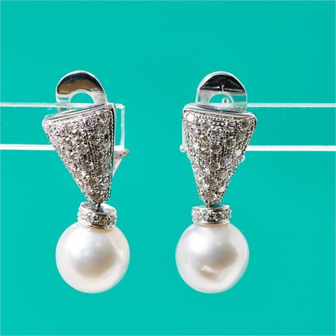 Paar Perlen-Brillantohrringe