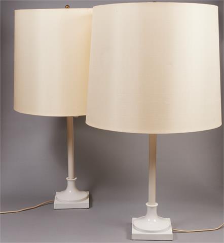 Paar Tischlampen Modell "Schinkel" mit Lampenschirmen. KPM Berlin 1962-1992.