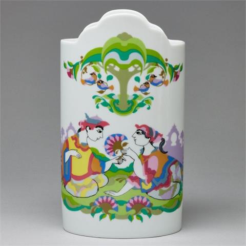 Vase mit dachartigem Rand - Chinesische Poesie - Björn Wiinblad. Rosenthal nach 1957.