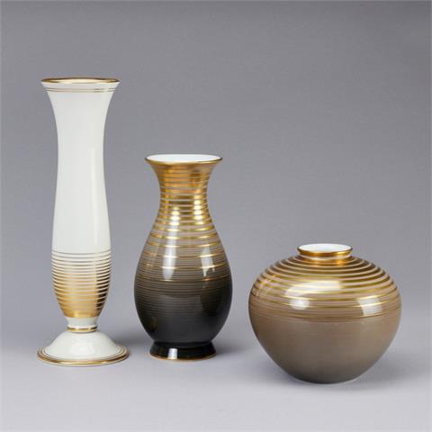 2 Vasen und 1 Vase - Goldbänder