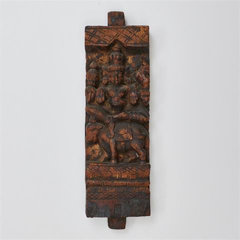 Reliefschnitzerei - Gott Schiva auf einem Bullen