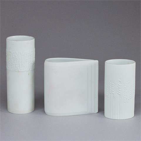 3 unterschiedliche Vasen. Rosenthal AG, Selb.