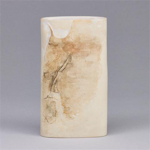 Ovale Vase mit Trägerkleid - Studiokeramik.