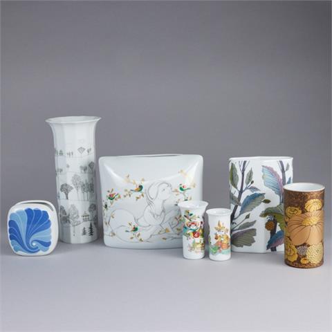 7 unterschiedliche Vasen. Rosenthal AG, Selb.