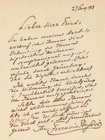 Brief von Ferrucio Busoni, 1913