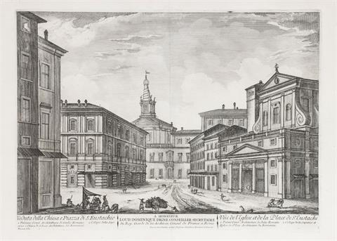 Freicenet (Kupferstecher des 18. Jahrhunderts), Jean Barbault (1718-1766), Veduta della Chiesa e Piazza di S. Eustachio