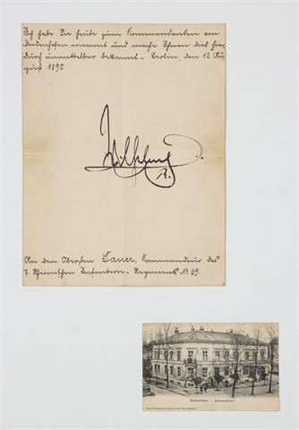 Schriftstück Kaiser Wilhelm II., 1890.
